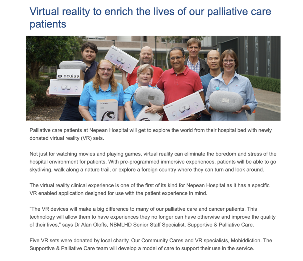 Palliative Care VR NSW Health Mobiddiction 